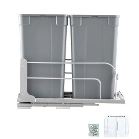 Pull-Out Trash Can, 27 QT x2 Double Under Mount Kitchen Waste Container, Heavy Duty Garbage Recycling Bin with Door Kit and Soft Close Slide