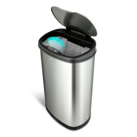 Automatic Kitchen Trash Can, 13 Gallon Stainless Steel, Motion Sensor Hands free Soft Close Lid Garbage Bin, Silver