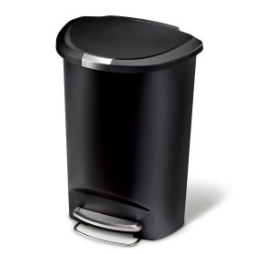 Kitchen Trash Can, 13 Gallon Plastic Step Garbage Bin with Secure Slide Lock Lid, Black