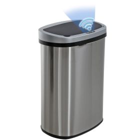 13 Gallon Trash Can with Lid | Automatic Touchless Garbage Can | Odor Control | Modern Oval Design | Easy to Clean | Stainless Steel | Fits Any K