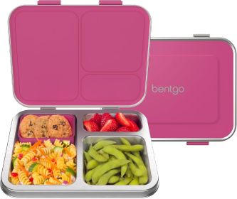 Stainless Steel Leak-Resistant Lunch Box - 3-Compartments with Bonus Silicone Container, Durable, Eco-Friendly, Dishwasher Safe, BPA-Free