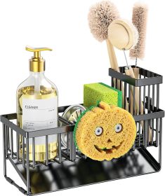 Kitchen Sink Caddy Organzier with High Brush Holder, Sponge Holder for Sink, 304 Rustproof Stainless