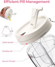 Cute Pill Dispenser with 7 Large Compartments, Portable Pill Bottle Organizer with Wide Opening for Easy Use, Anti-Mix Pill Organizer for Travel