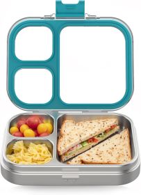 Stainless Steel Lunch Box, 3 Compartments Metal Bento Box for Kids Adults, Leak-Proof Lunch Box for School Office, Dishwasher Safe, BPA-Free